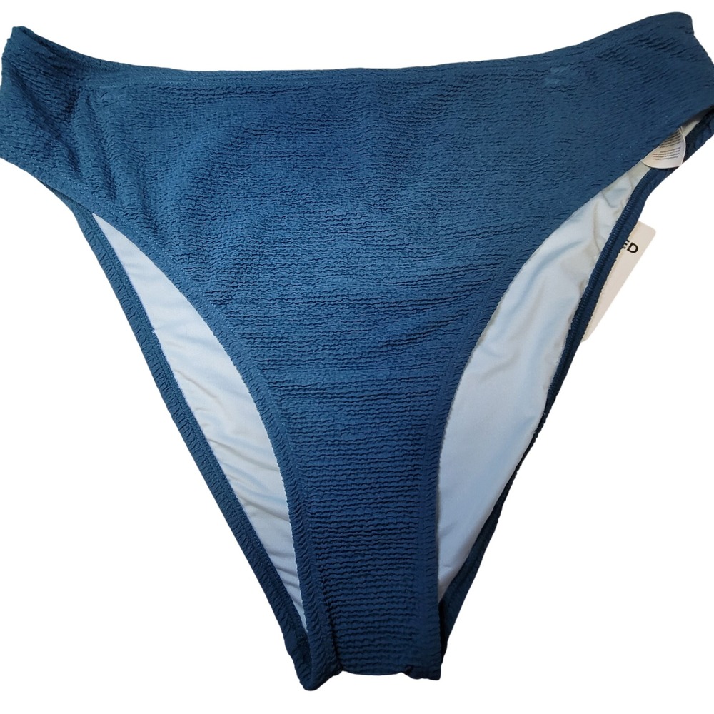 CUPSHE x JoJo Fletcher Teal‎ Textured High Waist Bikini Bottom XL CAA12B4F005UU